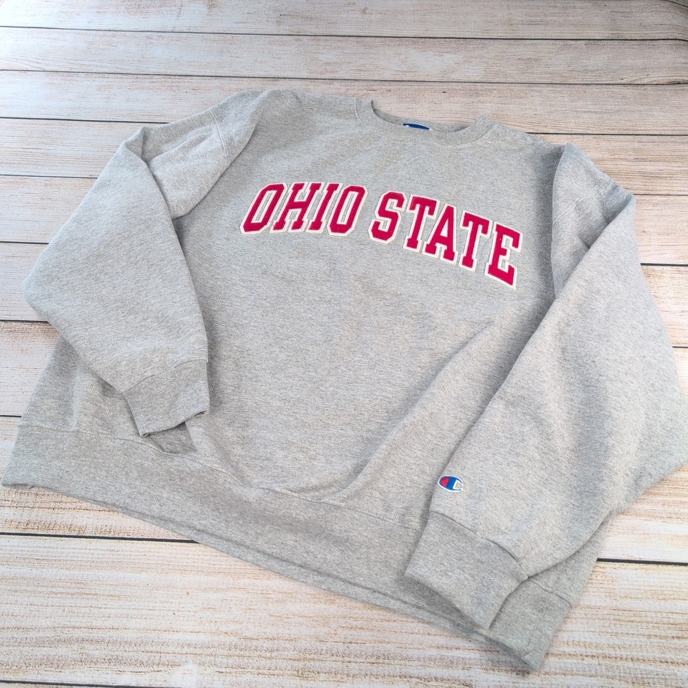 VTG Champion Ohio State Buckeyes Crewneck Sweatshirt Gray Red Mens XL